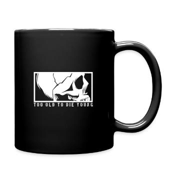 TOO OLD TO DIE YOUNG Skull Skeleton Rocker - Full Colour Mug - black - Right
