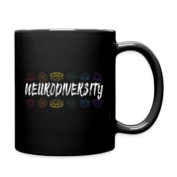 Neurodiversität Regenbogen-Floraltypografie - Tasse einfarbig - Schwarz - Rechts