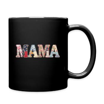 Mama Patchwork Blumen Vintage Muttertag Design - Tasse einfarbig - Schwarz - Rechts