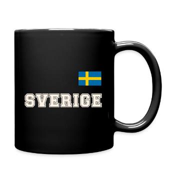 SCHWEDEN - SVERIGE Trikot Look - Flagge auf Brust - Tasse einfarbig - Schwarz - Rechts