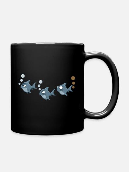Lustiges Hai-Trio - Tasse einfarbig - Schwarz
