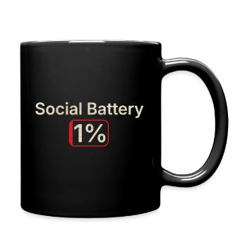Batterie sociale 1 % Cadeau Introverti drôle - Mug uni - noir - Droite