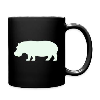 Hippo Silhouette in Pastellgrün - Tasse einfarbig - Schwarz - Rechts