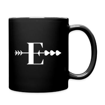 Letter e arrow heart - Full Colour Mug - black - Right