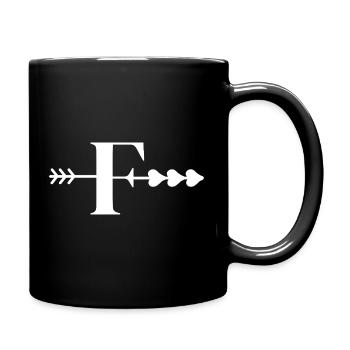 Letter f arrow heart - Full Colour Mug - black - Right