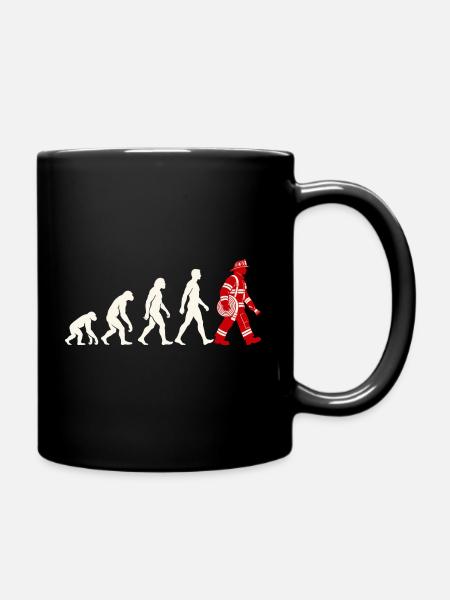 Evolution zum Feuerwehrmann mit Schlauch - Tasse einfarbig - Schwarz