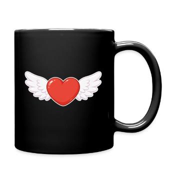 Geflügeltes Herz Kawaii-Druck - Tasse einfarbig - Schwarz - Rechts