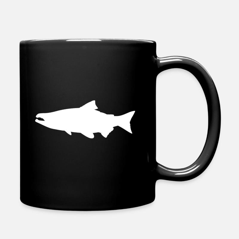 Lachs Silhouette Forelle Angeln Geschenk - Tasse einfarbig - Schwarz