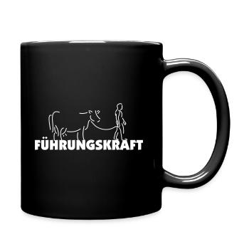 Lustiger Führungskraft Kuh Manager Spruch - Tasse einfarbig - Schwarz - Rechts