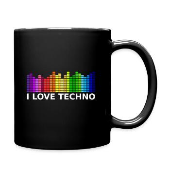 I love techno - Full Colour Mug - black - Right