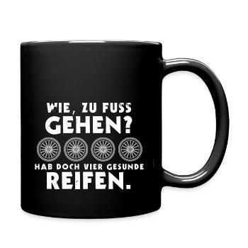 Gehen? Reifen Auto Geschenk für Autoliebhaber - Tasse einfarbig - Schwarz - Rechts