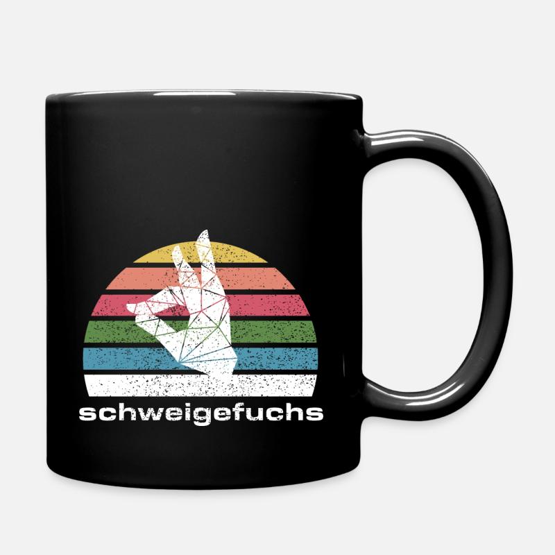Schweigefuchs im buntem Design - Tasse einfarbig - Schwarz