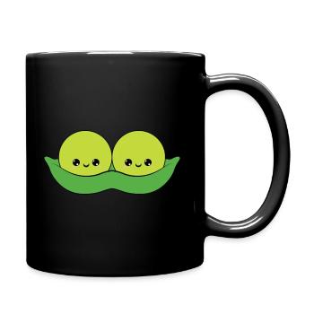 süße lächelnde erbsen, cute smiling peas - Tasse einfarbig - Schwarz - Rechts