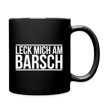 Leck mich am Barsch Lustiger Angler Spruch - Tasse einfarbig - Schwarz - Rechts