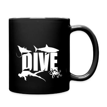 Dive, Diver Shark Manta octopus - Full Colour Mug - black - Right