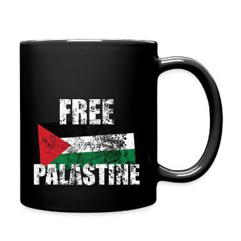 Free Palestine Flagge Vintage 80s - Tasse einfarbig - Schwarz - Rechts