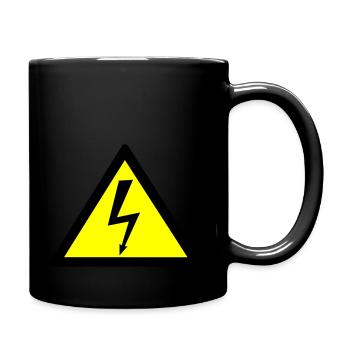 Hochspannung Achtung Schild Symbol Warnung Strom - Tasse einfarbig - Schwarz - Rechts