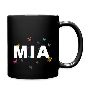 Mia - Beautiful name with butterflies, girls - Full Colour Mug - black - Right