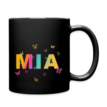 Mia - Schöner Name mit Schmetterlingen, Mädchen - Tasse einfarbig - Schwarz - Rechts