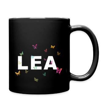Lea - Beautiful name with butterflies, girls - Full Colour Mug - black - Right
