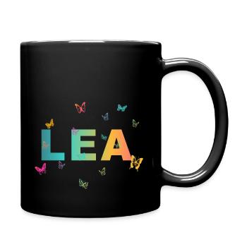Lea - Beautiful name with butterflies, girls - Full Colour Mug - black - Right