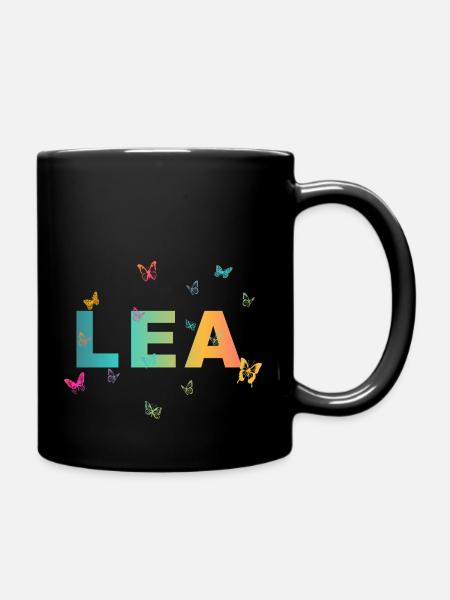 Lea - Schöner Name mit Schmetterlingen, Mädchen - Tasse einfarbig - Schwarz
