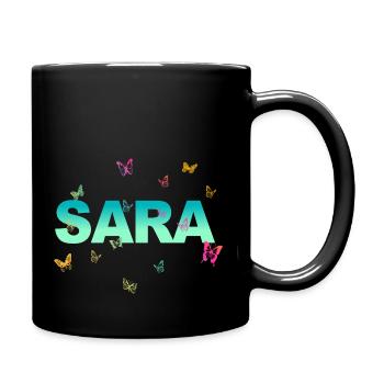 Sara - Beautiful name with butterflies, girls - Full Colour Mug - black - Right