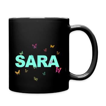 Sara - Beautiful name with butterflies, girls - Full Colour Mug - black - Right