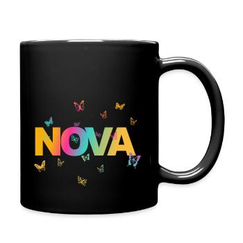 Nova - Schöner Name mit Schmetterlingen - Tasse einfarbig - Schwarz - Rechts