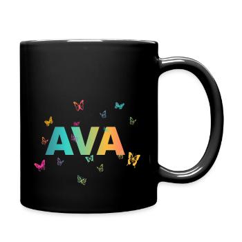 Ava - Beautiful name with butterflies - Full Colour Mug - black - Right