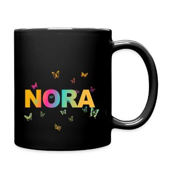Nora - Schöner Name mit Schmetterlingen - Tasse einfarbig - Schwarz - Rechts
