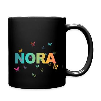 Nora - Schöner Name mit Schmetterlingen - Tasse einfarbig - Schwarz - Rechts