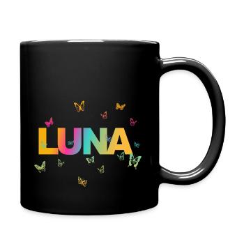 Luna - Schöner Name mit Schmetterlingen - Tasse einfarbig - Schwarz - Rechts