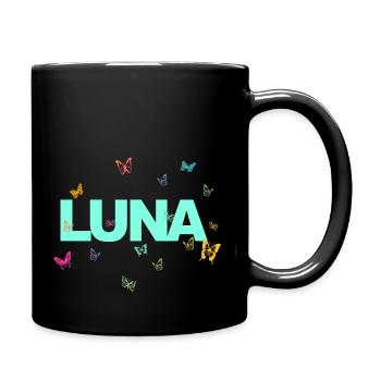 Luna - Beautiful name with butterflies - Full Colour Mug - black - Right