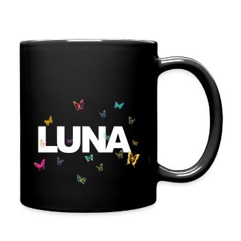 Luna - Beautiful name with butterflies - Full Colour Mug - black - Right