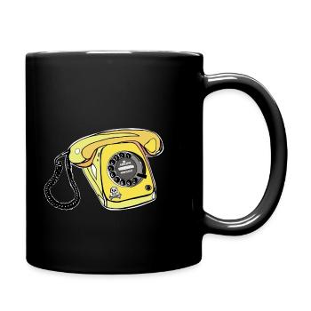 Retro Telefon - Tasse einfarbig - Schwarz - Rechts