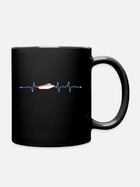Motorboot Herzschlag Kapitän - Tasse einfarbig - Schwarz
