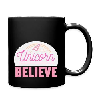 BELIEVE Cute Awesome Unicorn Designs T-Shirt - Tasse einfarbig - Schwarz - Rechts