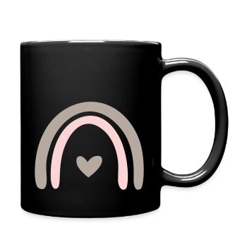 Regenbogen Herz - Tasse einfarbig - Schwarz - Rechts