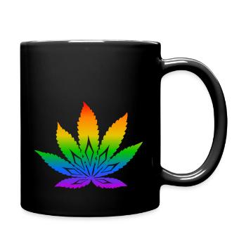 Regenbogen LGBT Cannabis - Tasse einfarbig - Schwarz - Rechts