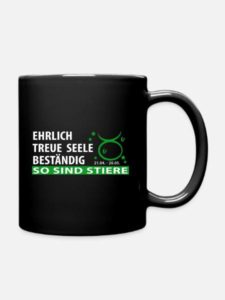 Sternzeichen Stier - Eigenschaften - Tasse einfarbig - Schwarz