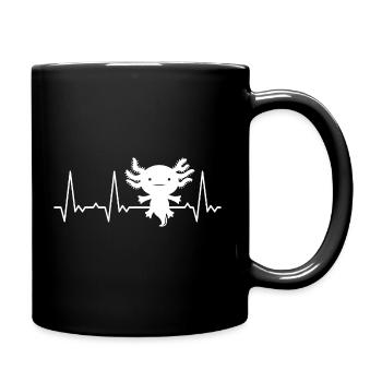 Herzschlag Axolotl - Tasse einfarbig - Schwarz - Rechts