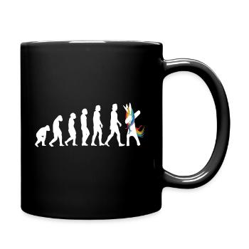 Evolution Einhorn das ist die Geschichte - Tasse einfarbig - Schwarz - Rechts
