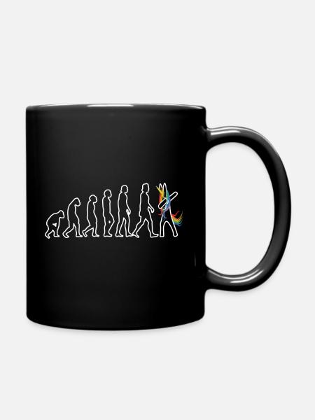 Evolution unicorn dabbing - Full Colour Mug - black