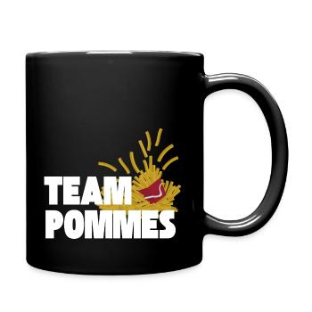 Team Pommes Fritten Pommesliebe Kartoffel - Tasse einfarbig - Schwarz - Rechts