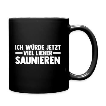 Wellness Saunieren Sauna - Tasse einfarbig - Schwarz - Rechts