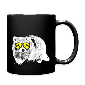 Waschbär Tierliebhaber Naturfans Sonnenbrille Wasc - Tasse einfarbig - Schwarz - Rechts