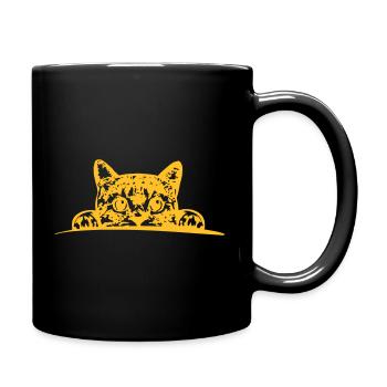 Katze, Cat, Mietze - Tasse einfarbig - Schwarz - Rechts