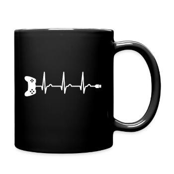 ECG - Courbe cardiaque - Pouls - Gamer - Contrôleur - Mug uni - noir - Droite
