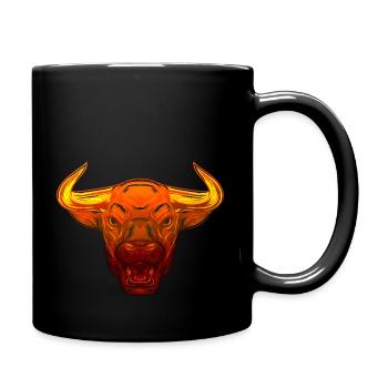 Bullenkopf Kuh Schwarz Weiß Niedlich Rot Lustiger Rancher Bulle - Tasse einfarbig - Schwarz - Rechts